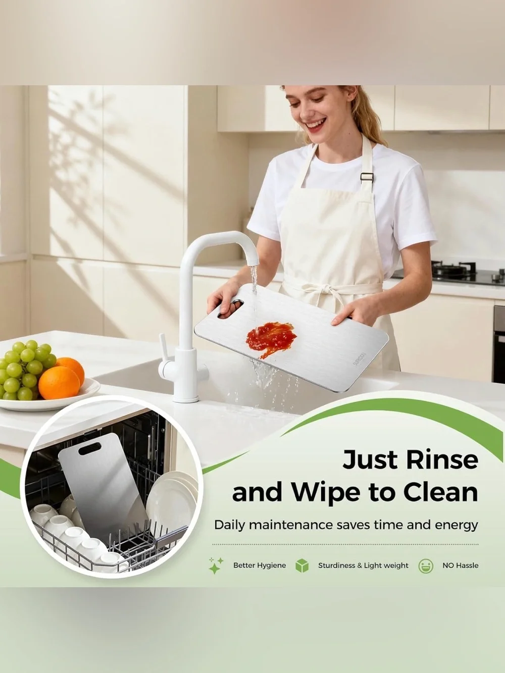Titanium Cutting Board Set of 3, 100% Double-Sided Titanium Cutting Boards